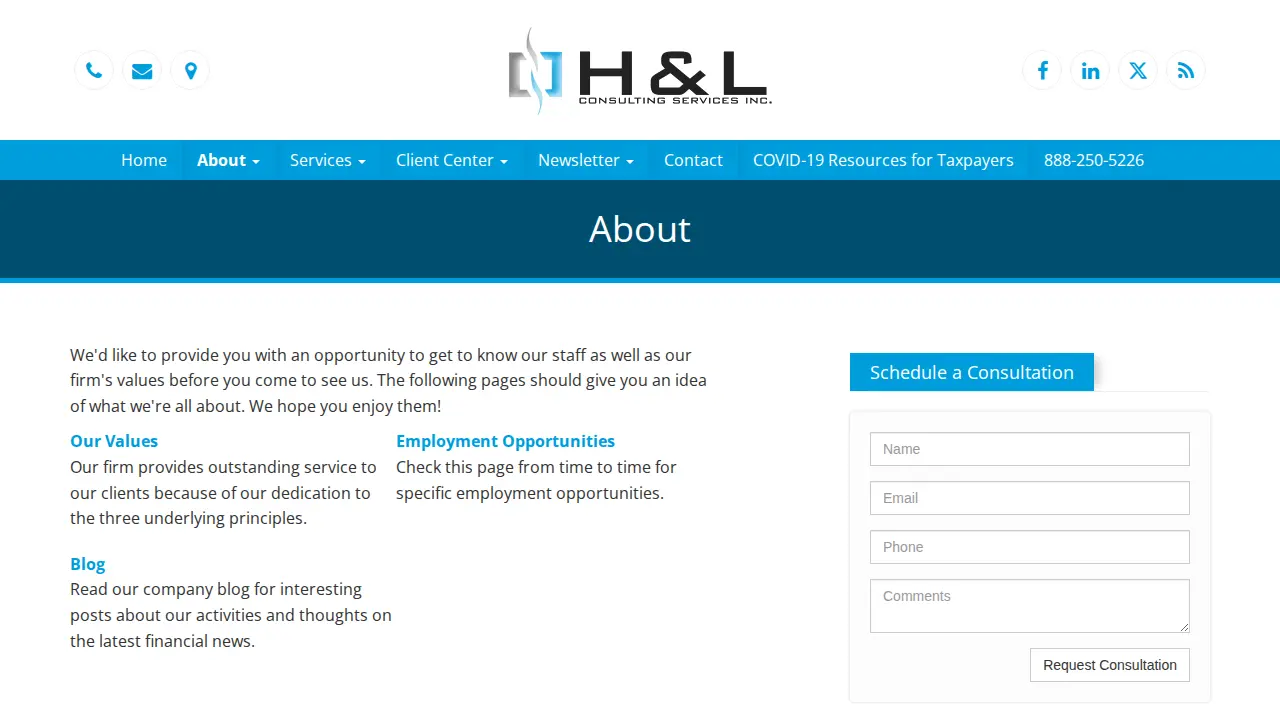 H & L Consulting Services page
