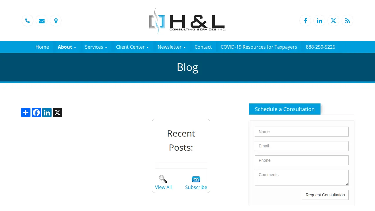 H & L Consulting Services page
