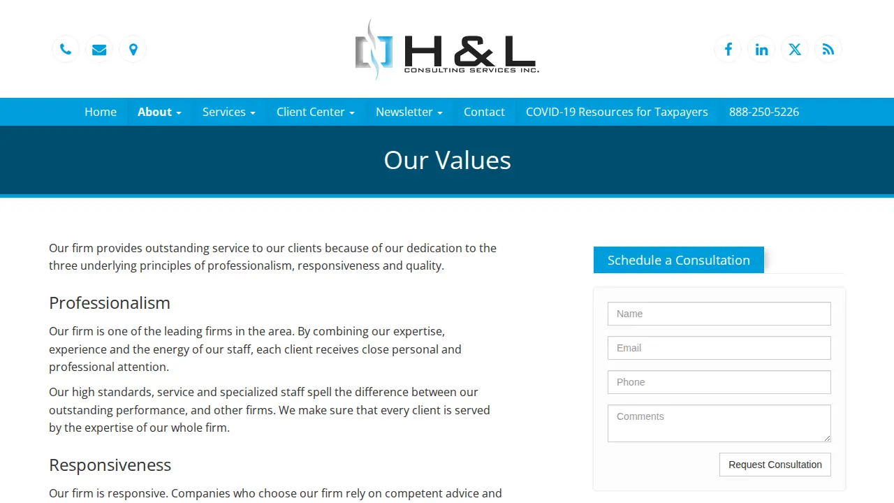 H & L Consulting Services page