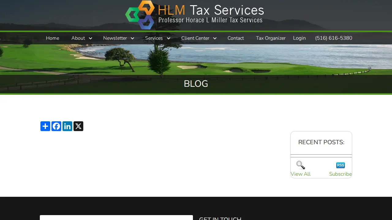Professor Horace L Miller Tax Services page
