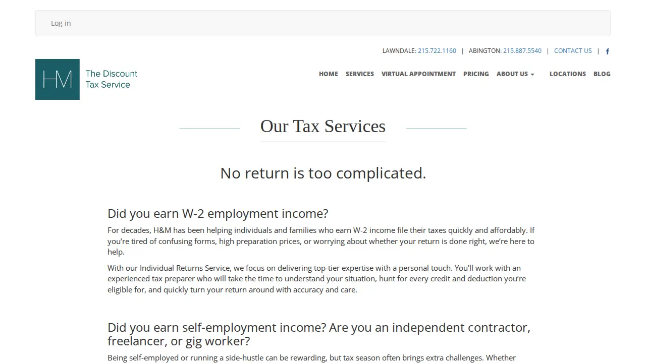 H&M Tax Service page
