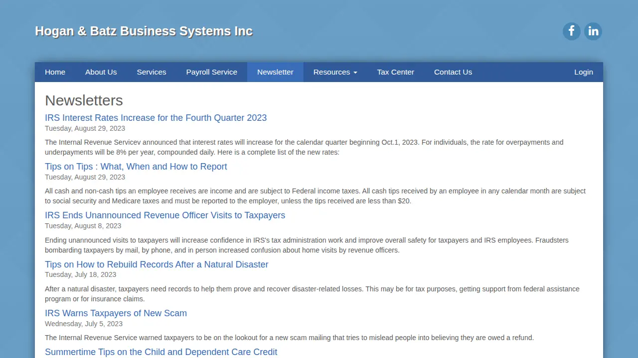 Hogan & Batz Business Systems page