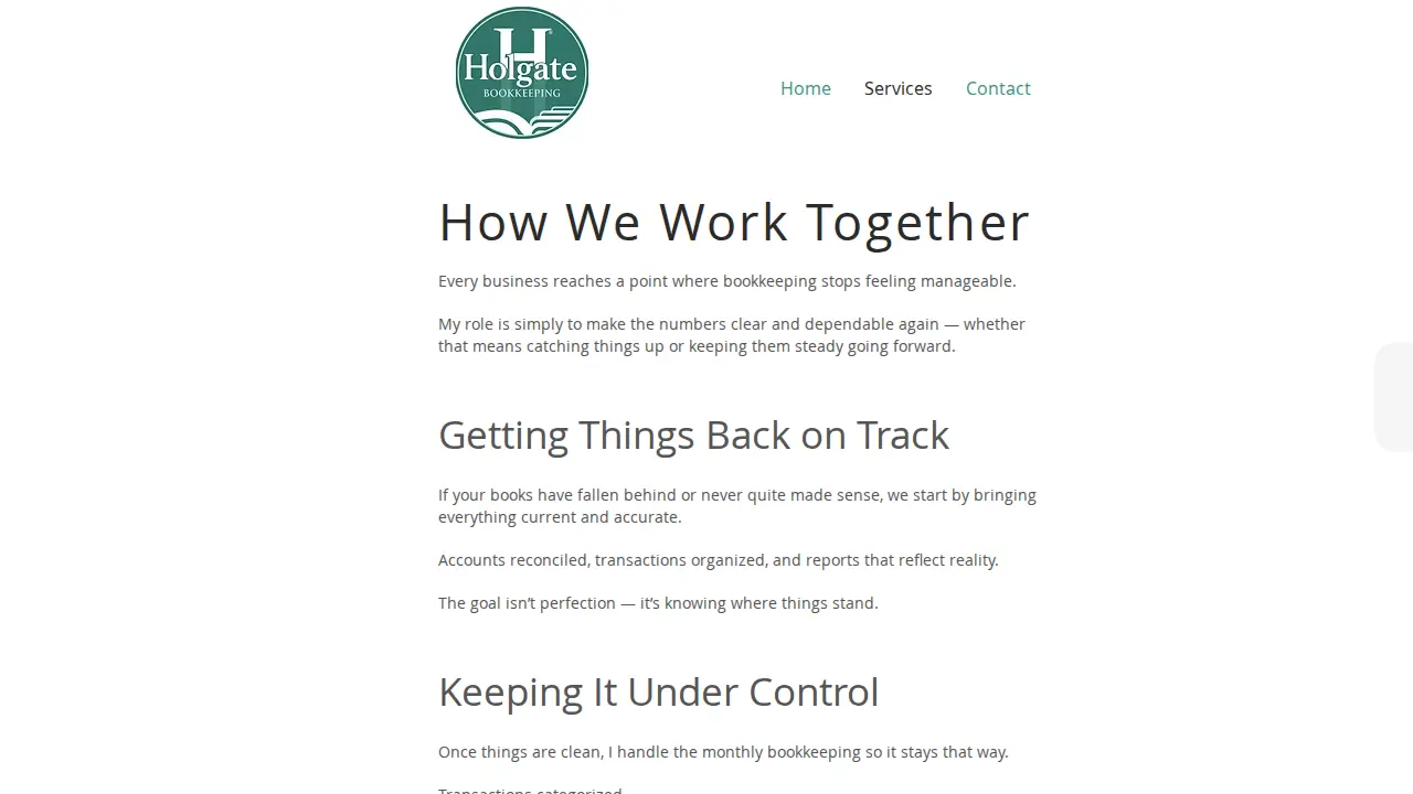 Holgate Bookkeeping LLC page
