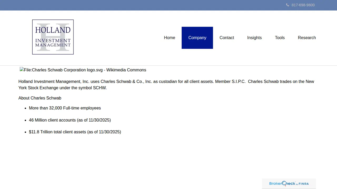 Holland Investment Management page