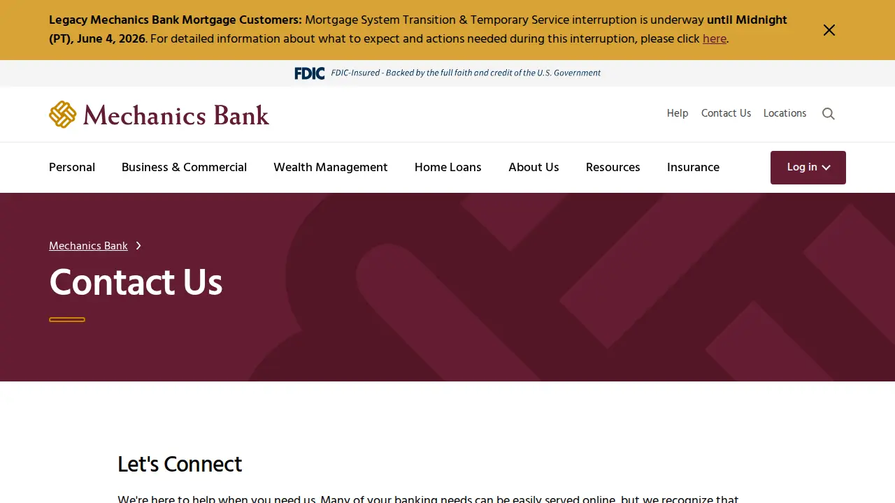 Mechanics Bank page
