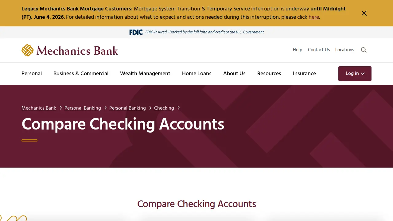 Mechanics Bank page