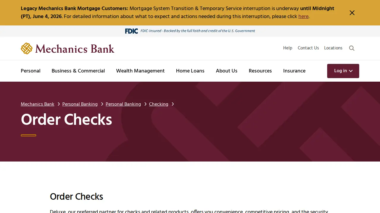 Mechanics Bank page