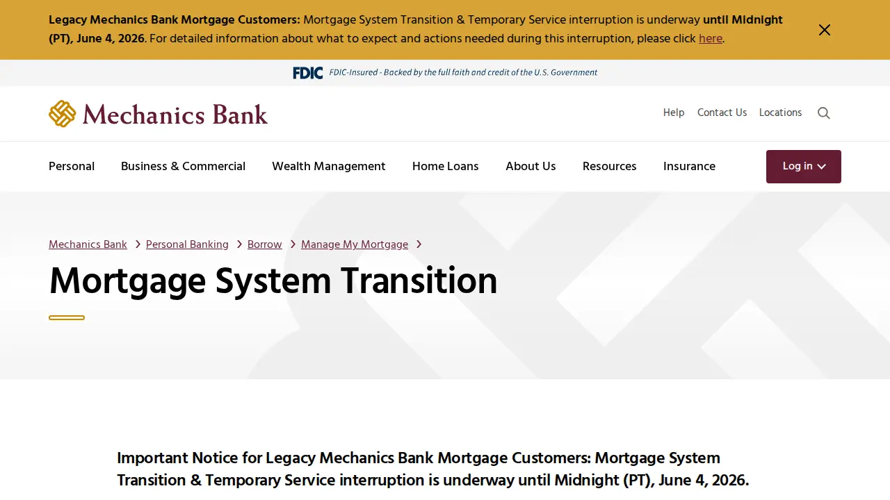 Mechanics Bank page