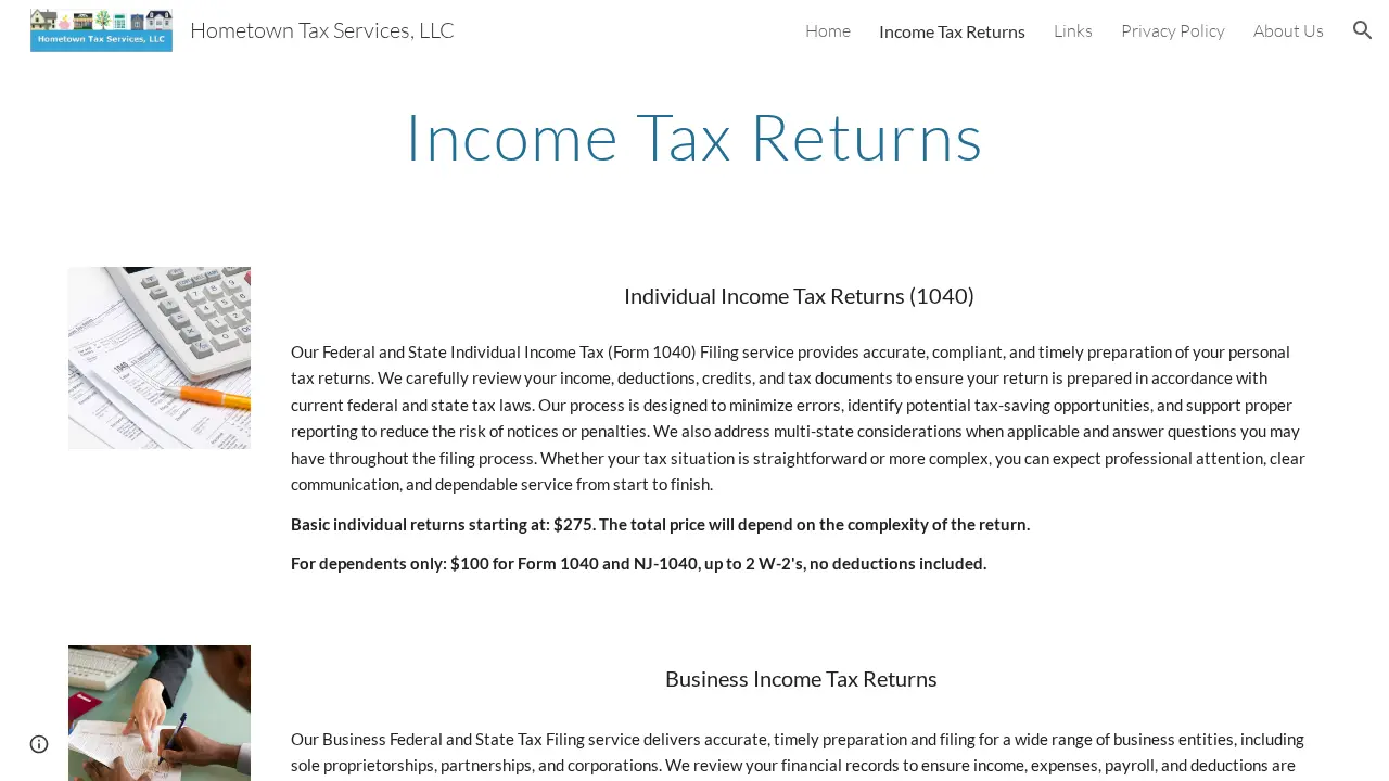 Hometown Tax Services LLC page