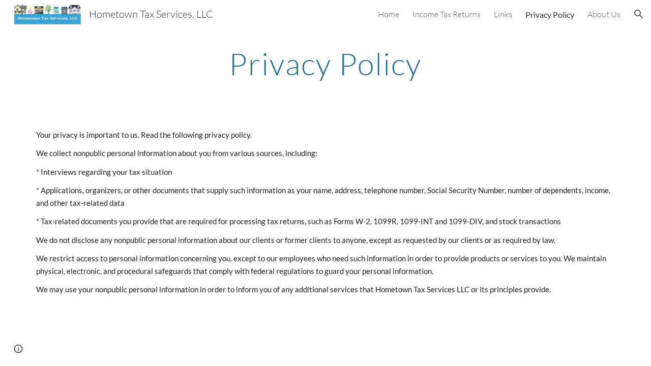 Hometown Tax Services LLC page
