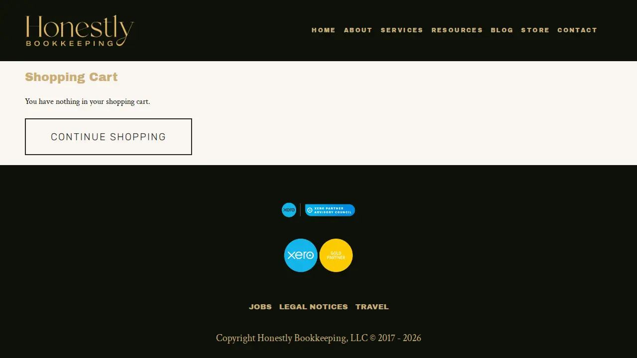 Honestly Bookkeeping page