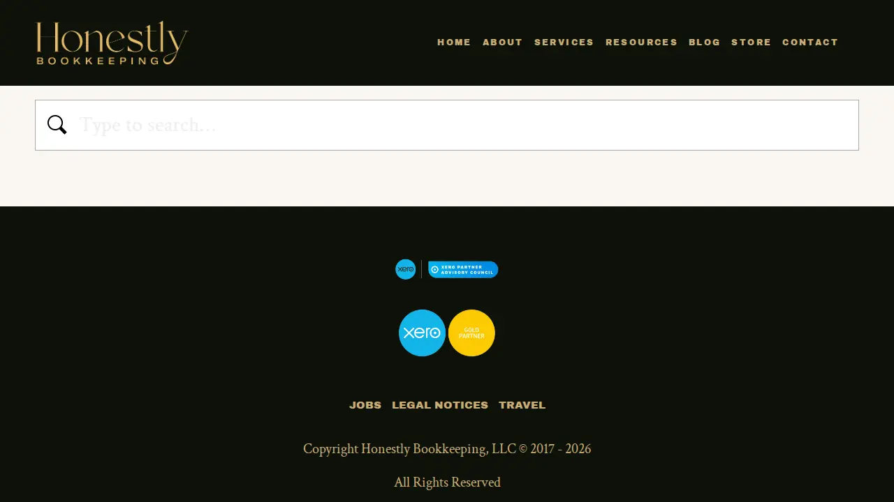 Honestly Bookkeeping page