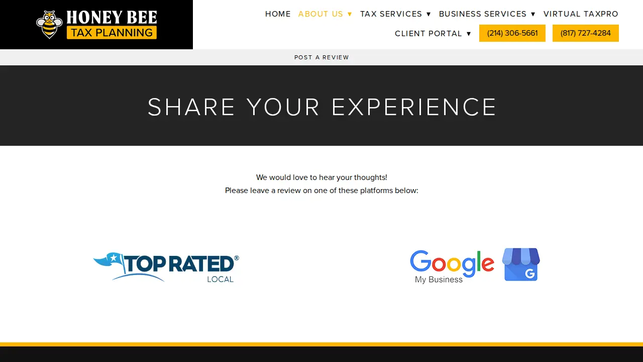 Honey Bee Tax Planning page