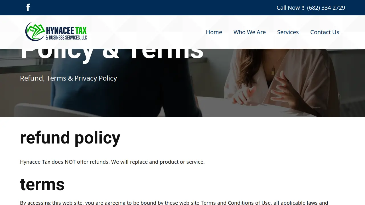 Hynacee Tax & Business Services page