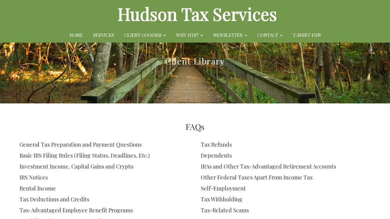 Hudson Tax Services page
