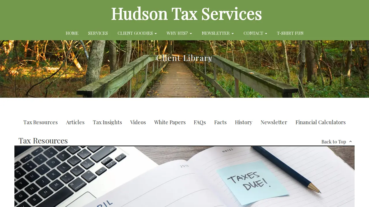 Hudson Tax Services page
