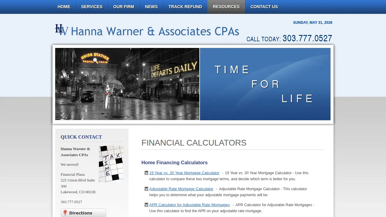 Hanna, Warner & Associates CPAs page