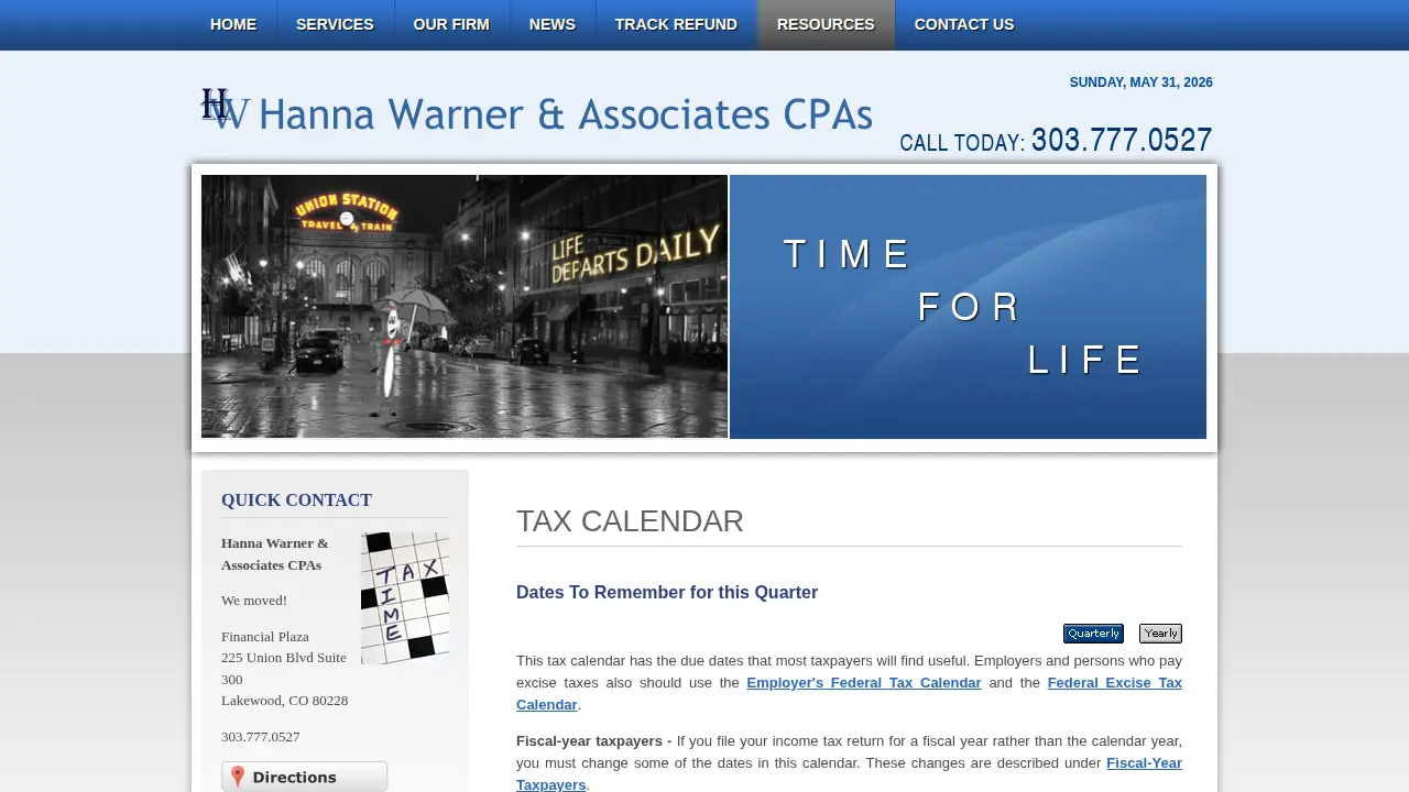 Hanna, Warner & Associates CPAs page