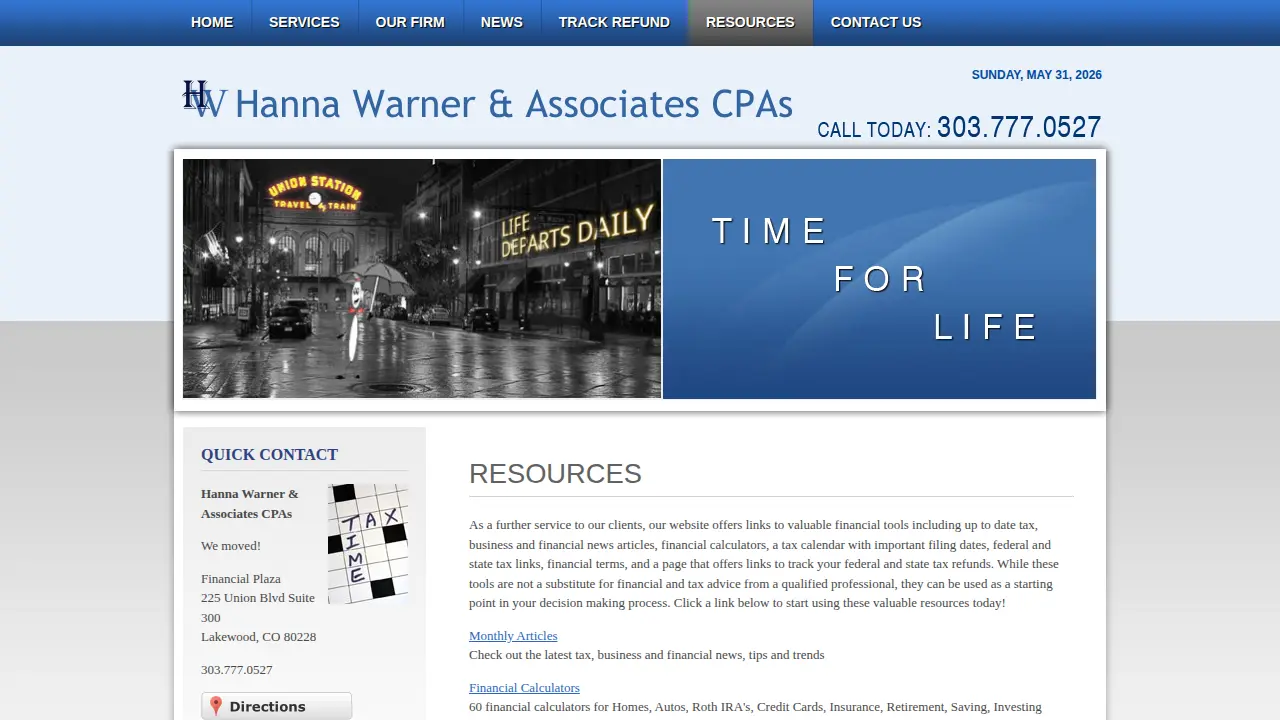 Hanna, Warner & Associates CPAs page