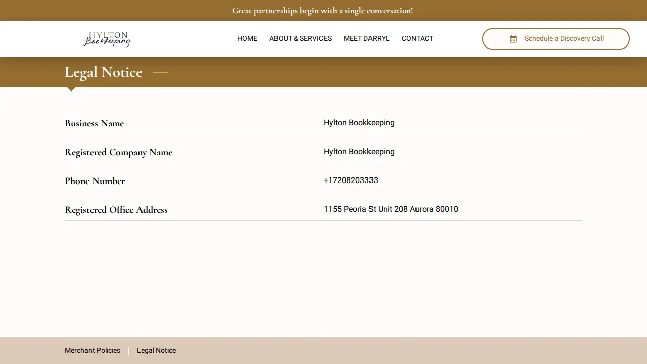 Hylton Bookkeeping page
