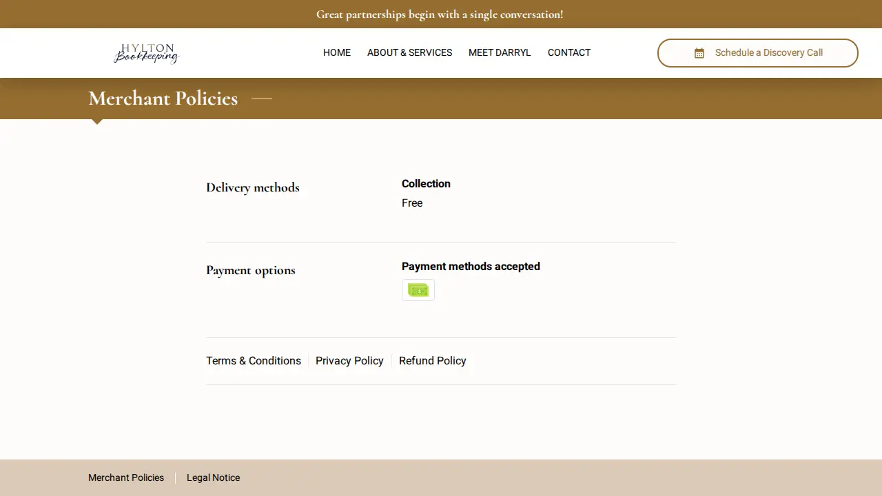 Hylton Bookkeeping page