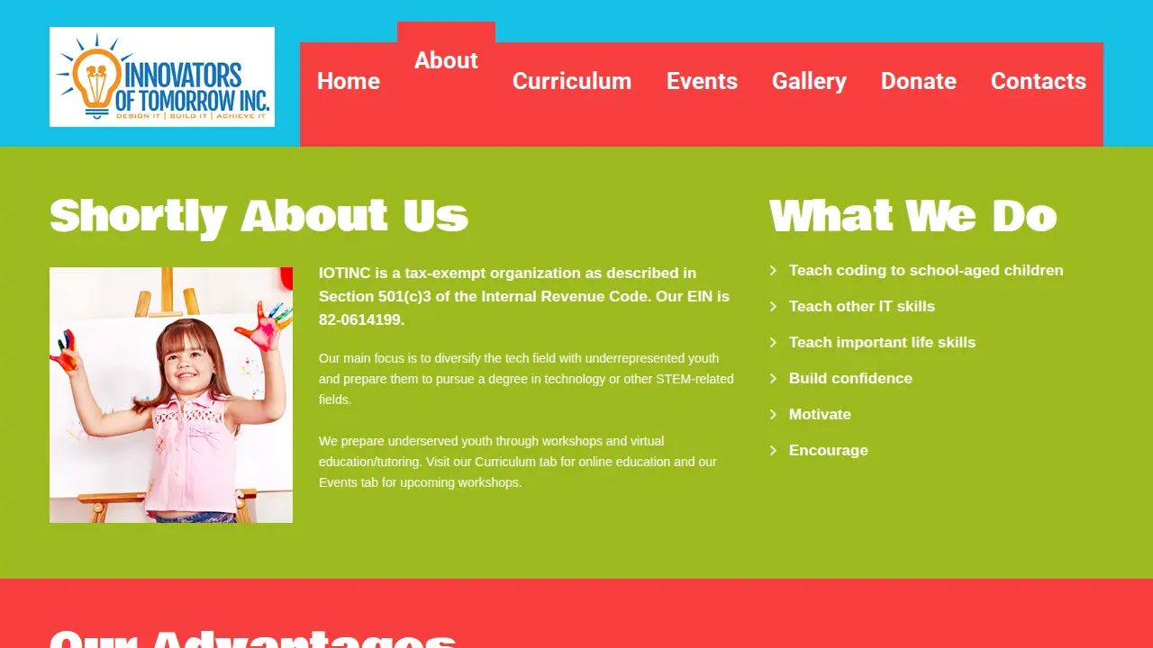 Innovators of Tomorrow, Inc. page
