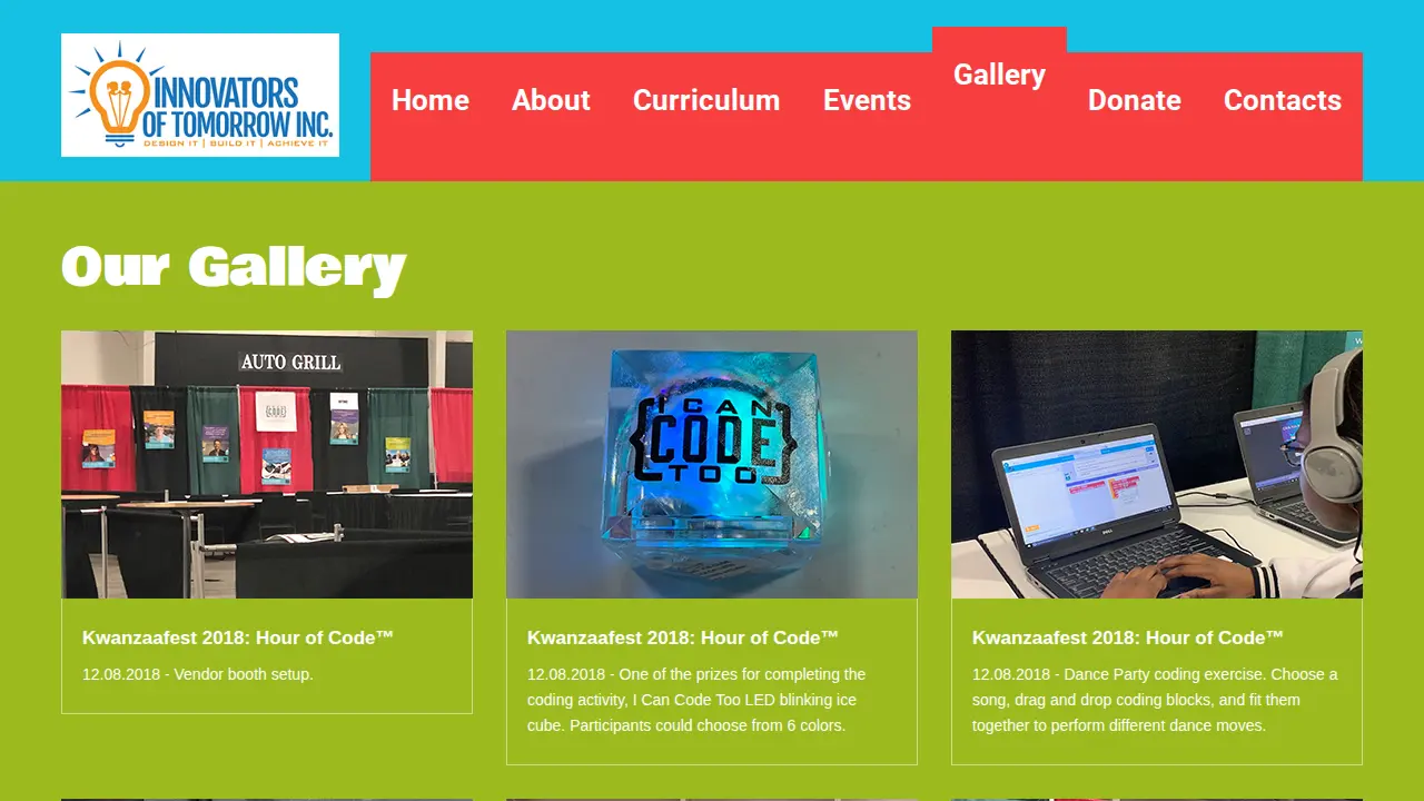 Innovators of Tomorrow, Inc. page