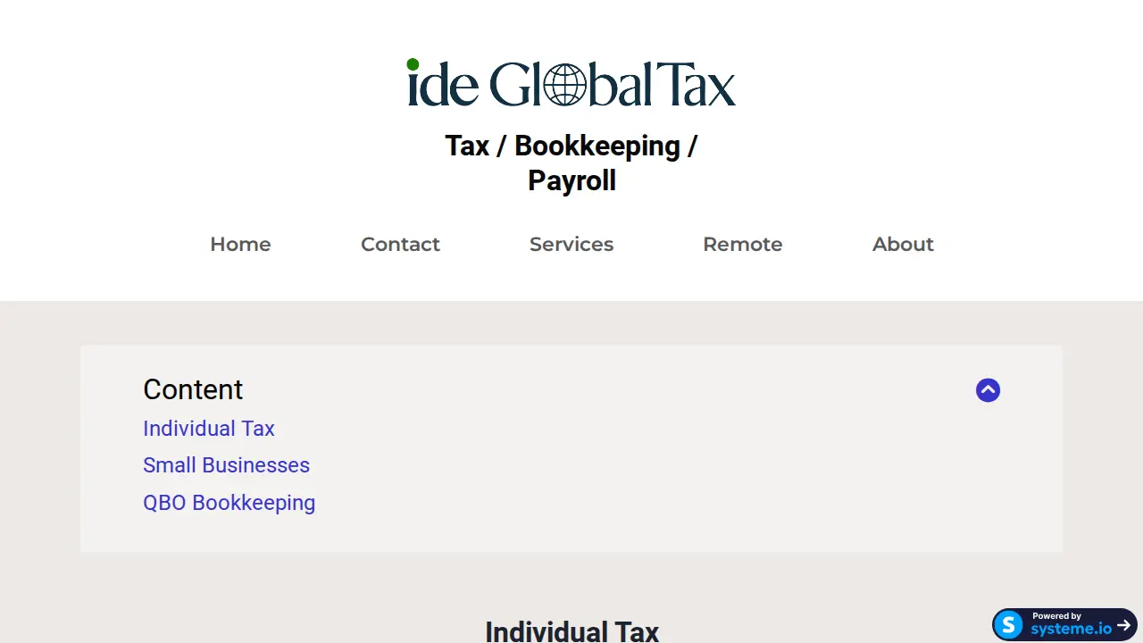 Ide Global Tax page