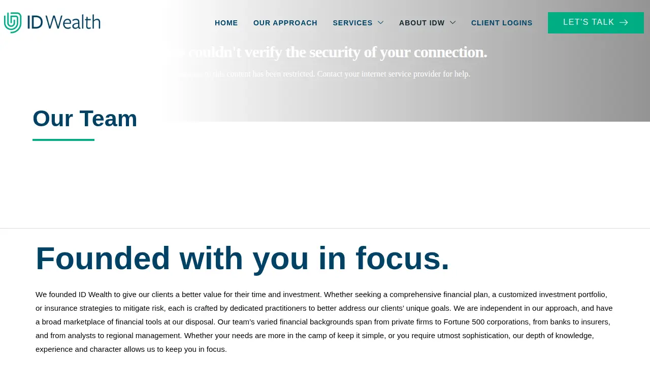ID Wealth page