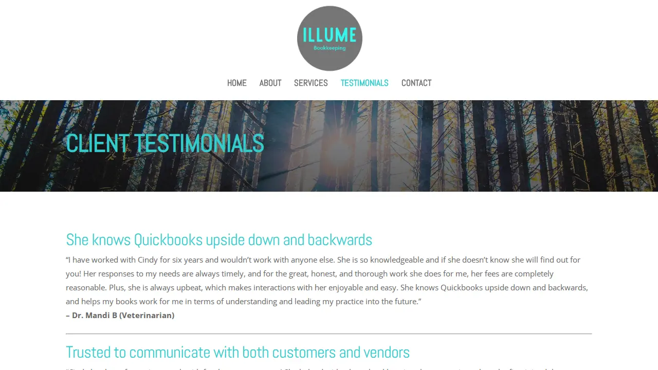 Illume Bookkeeping page