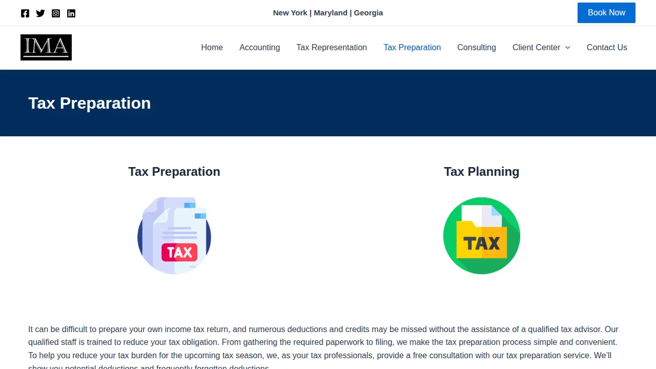 IMA Tax and Accounting LLC page
