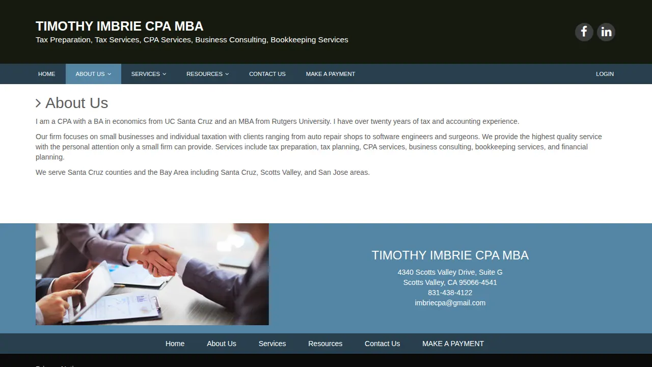 Timothy Imbrie CPA MBA page