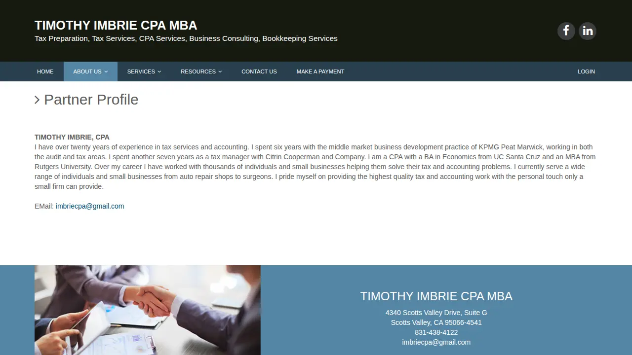 Timothy Imbrie CPA MBA page