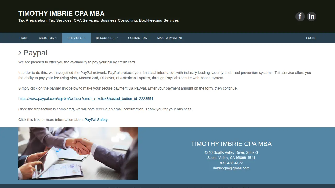 Timothy Imbrie CPA MBA page