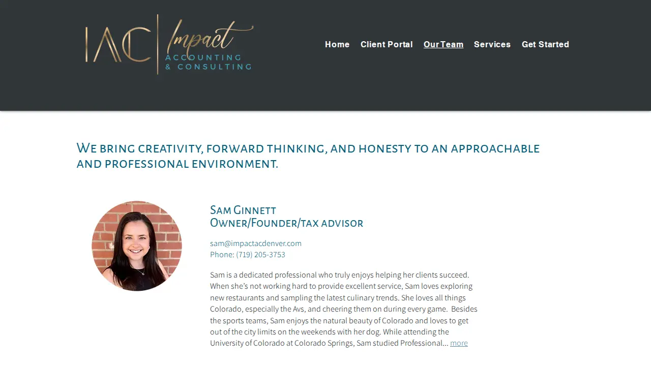 Impact Accounting & Consulting page