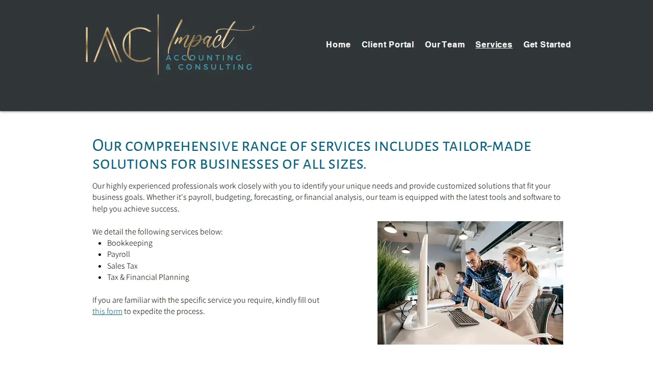 Impact Accounting & Consulting page