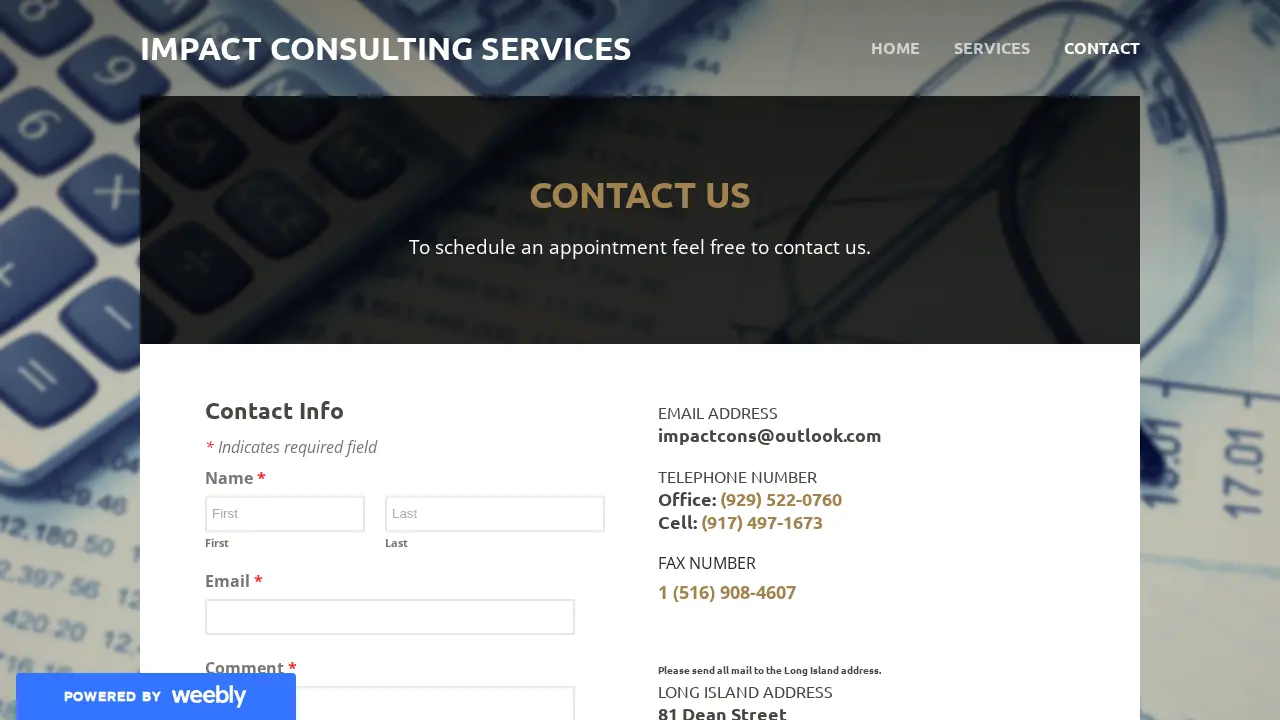 Impact Consulting Services page