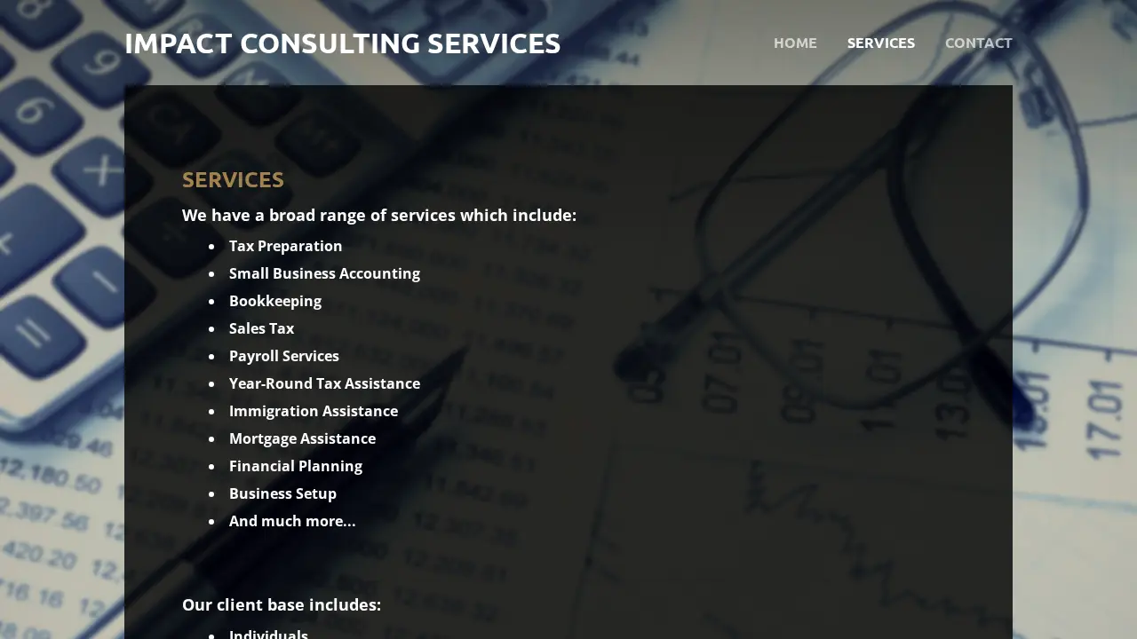 Impact Consulting Services page