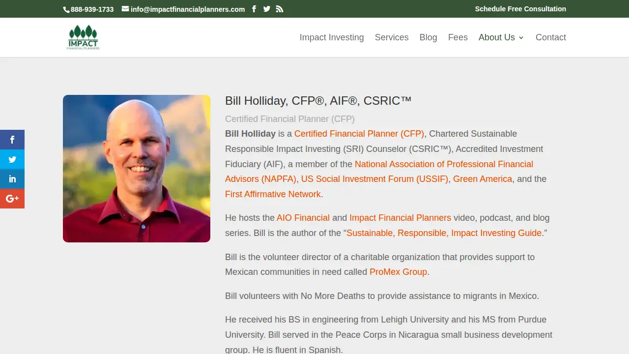 Impact Financial Planners page
