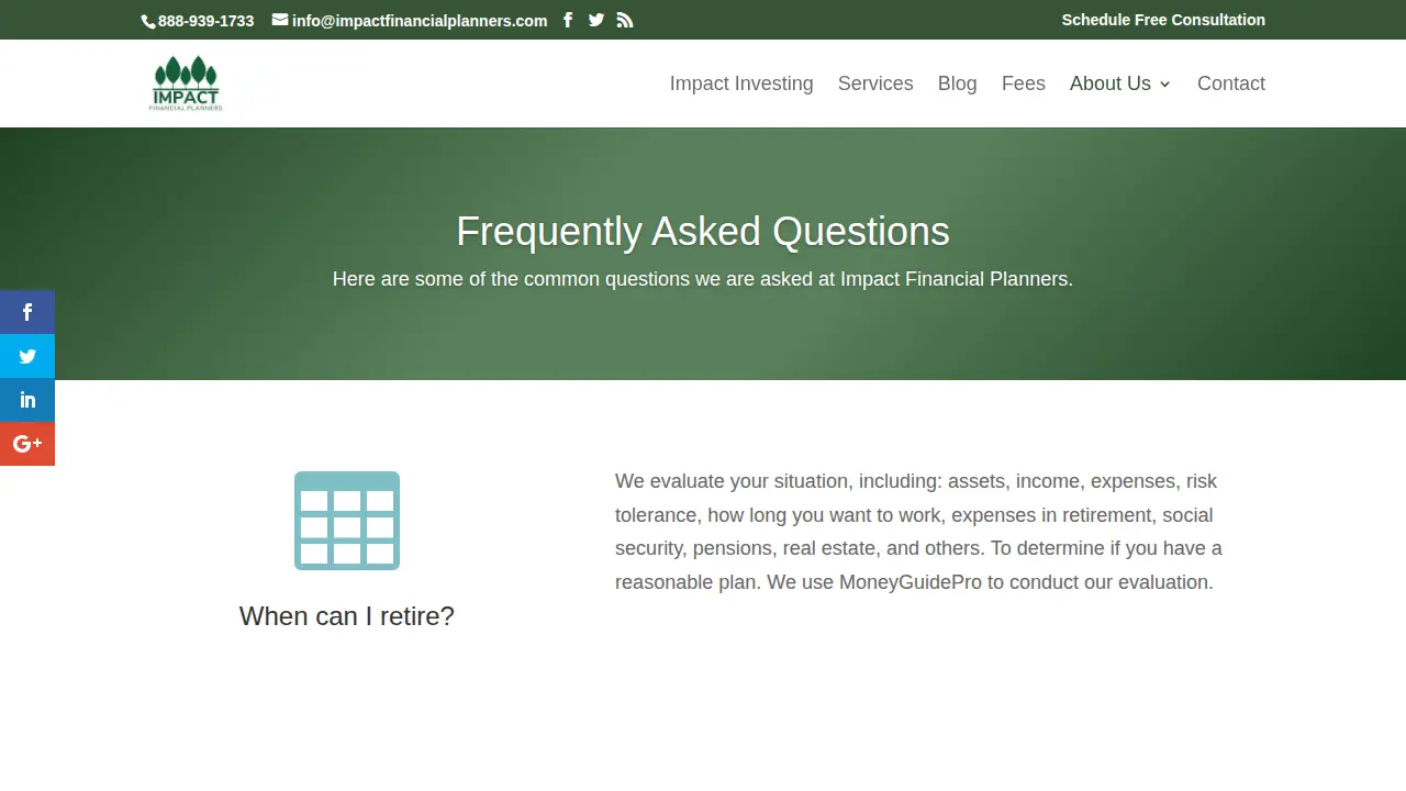 Impact Financial Planners page