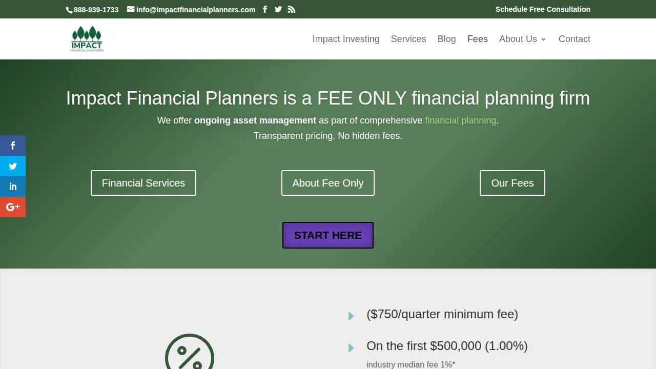 Impact Financial Planners page