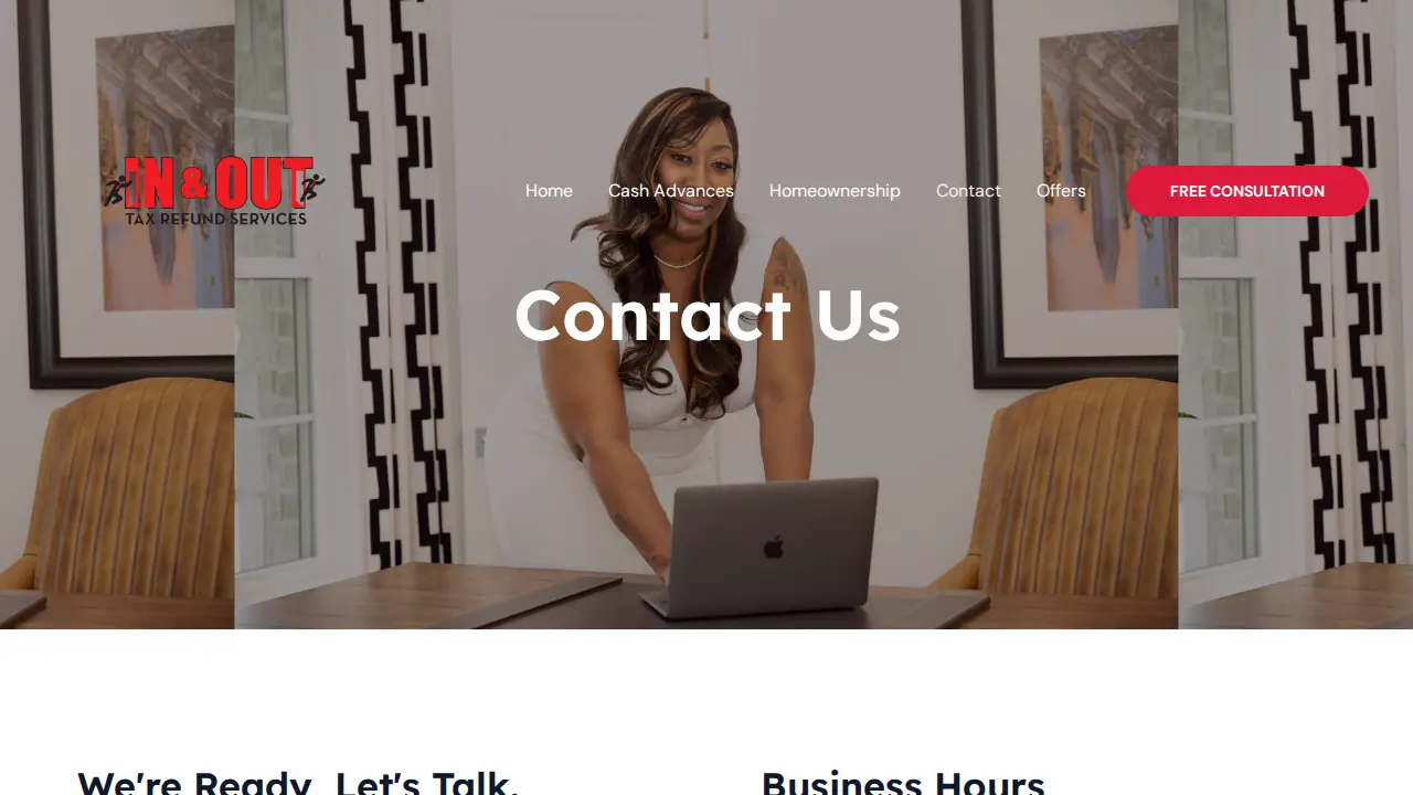 In&Out Tax Refund Services page