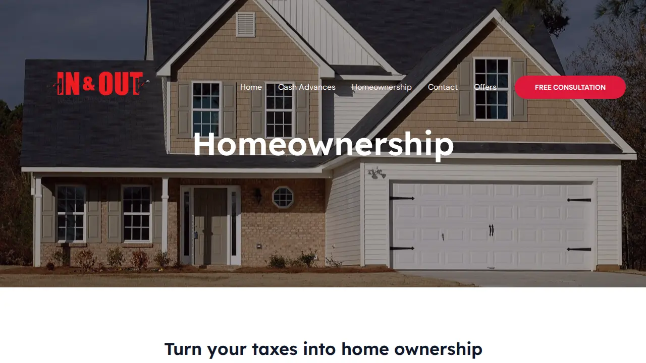 In&Out Tax Refund Services page