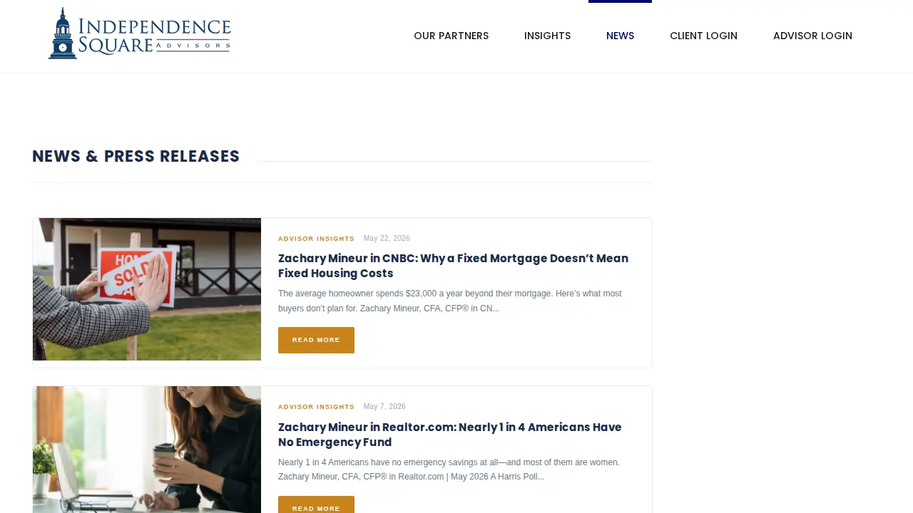 Zachary Mineur, CFA, CFP® - Independence Square Advisors page