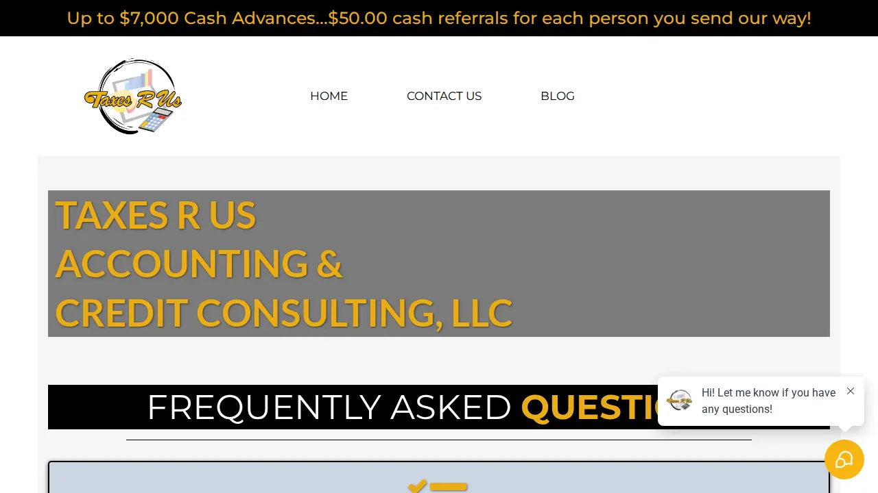 TaxesRUs page