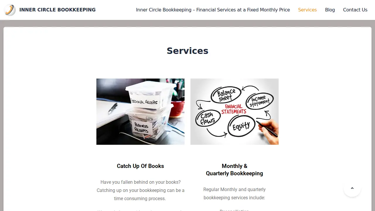 Inner Circle Bookkeeping page
