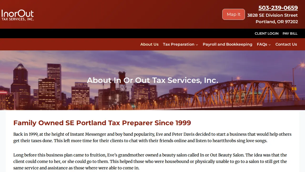 In Or Out Tax Services page
