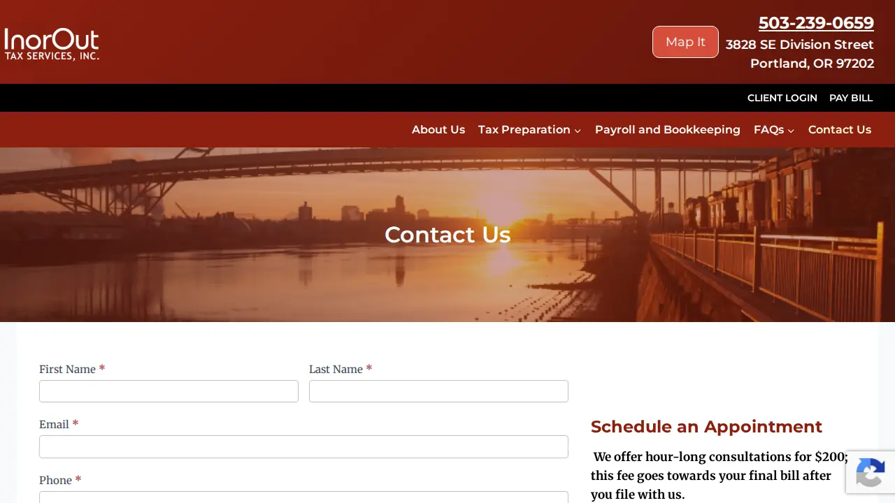 In Or Out Tax Services page