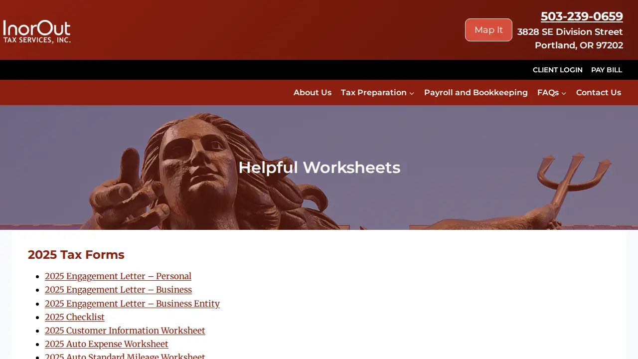 In Or Out Tax Services page