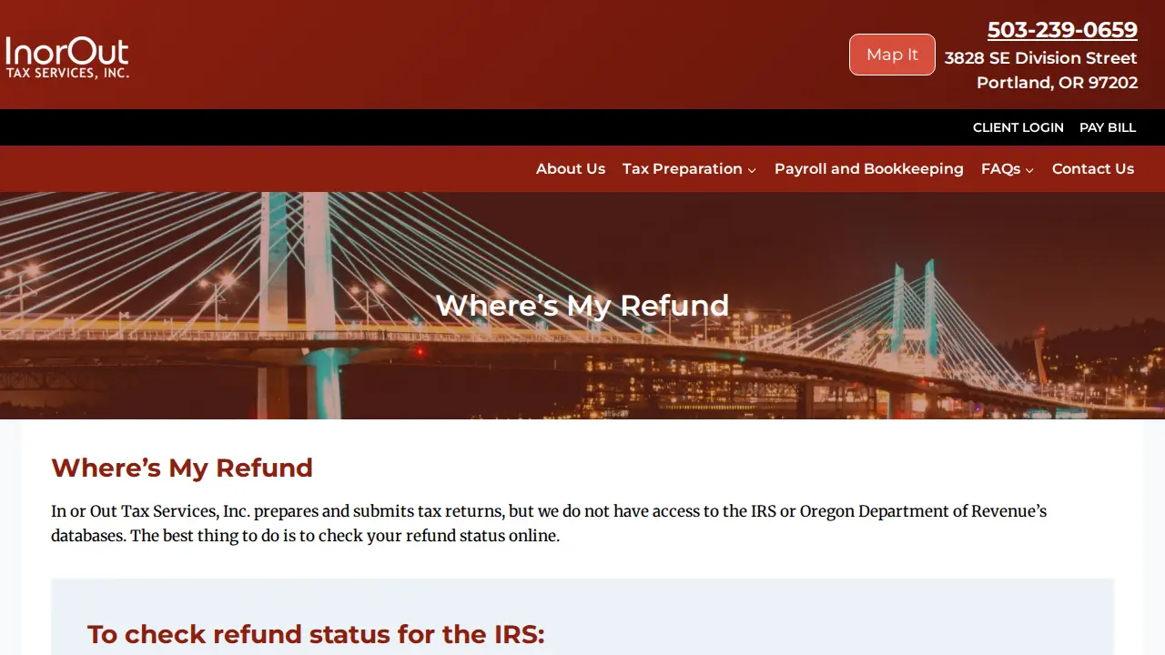 In Or Out Tax Services page